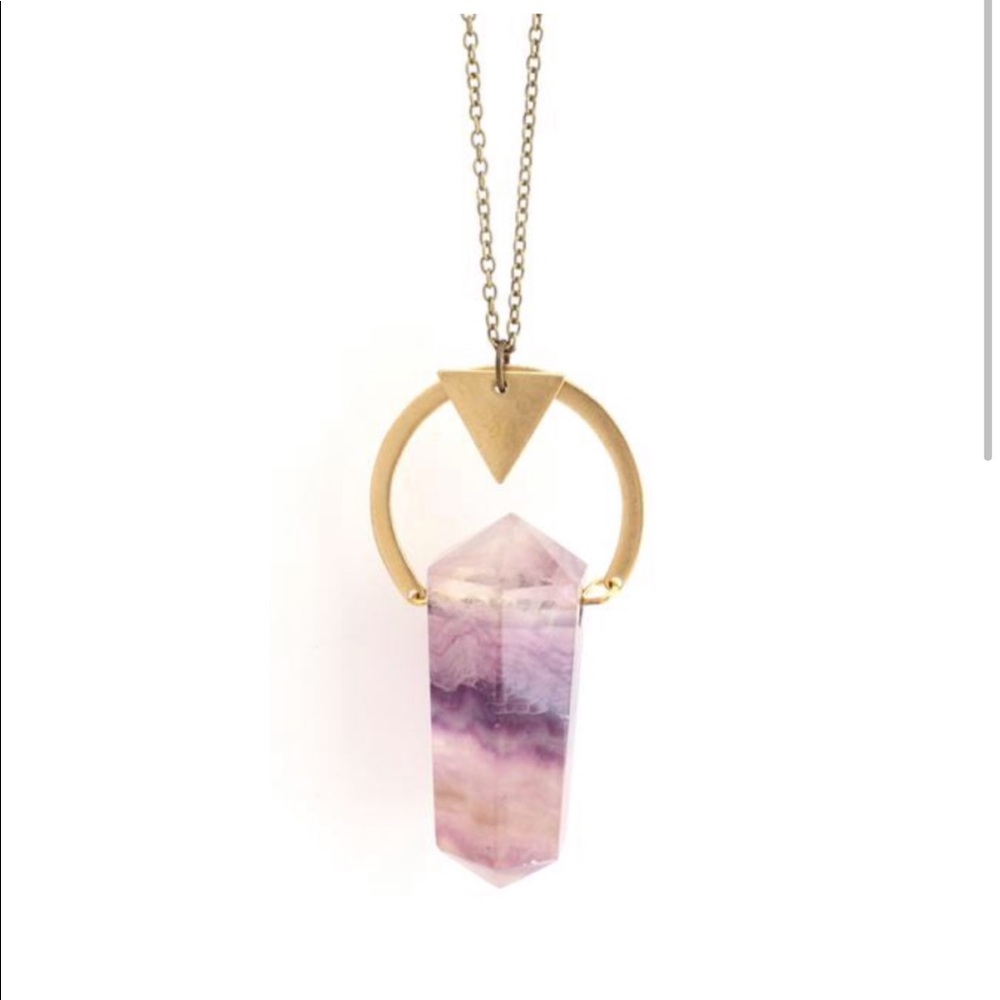 NWOT Handmade brass and fluorite long necklace